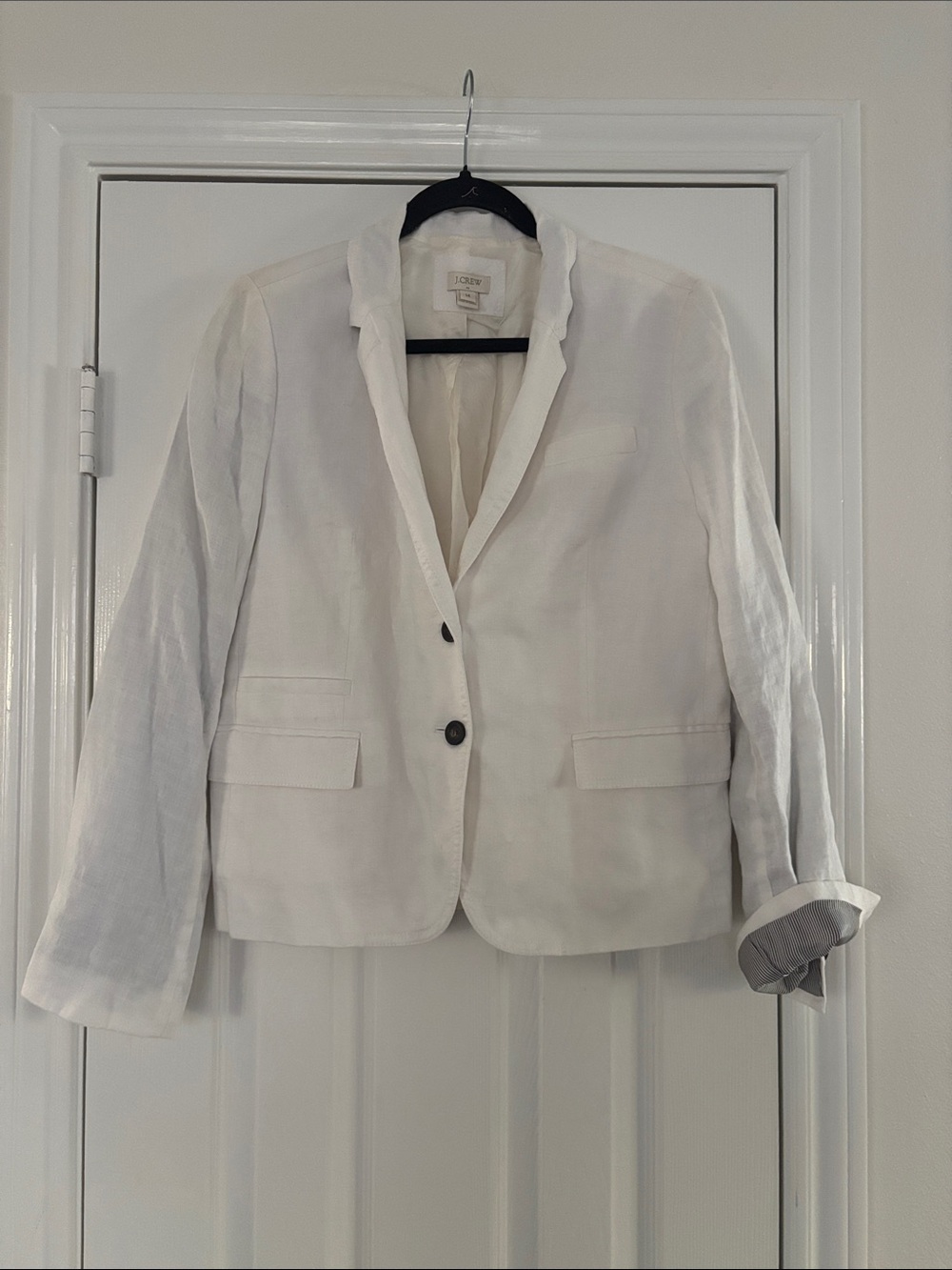 J. Crew White Linen-Blend Tailored Blazer